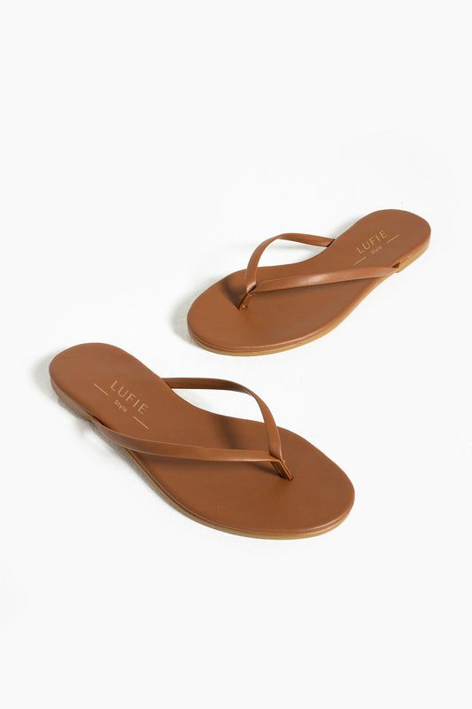 Lufie Essential Flat Flip Flop Brown Sandal +Comfort