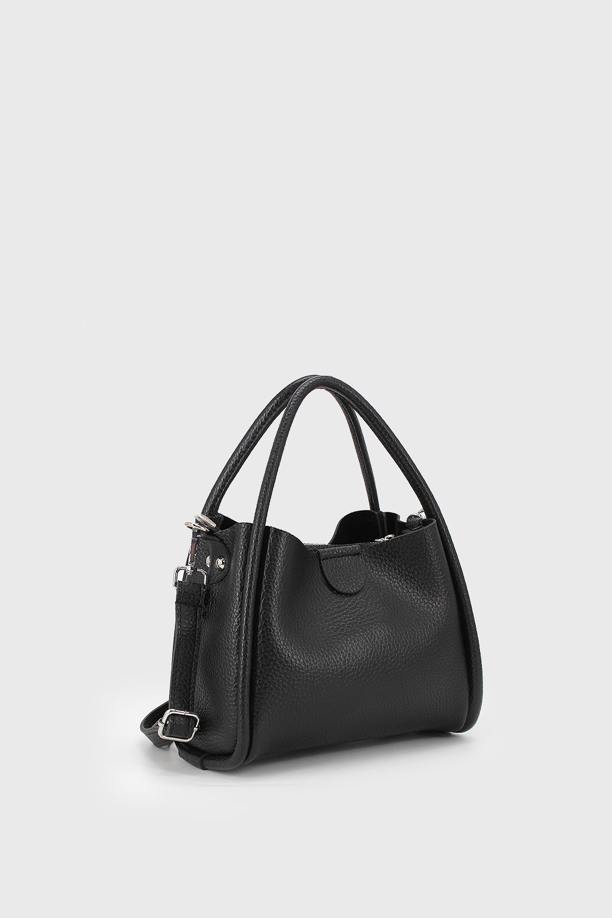 Lufie Black Three-Compartment Special Design Vegan Leather Hand and Shoulder Bag