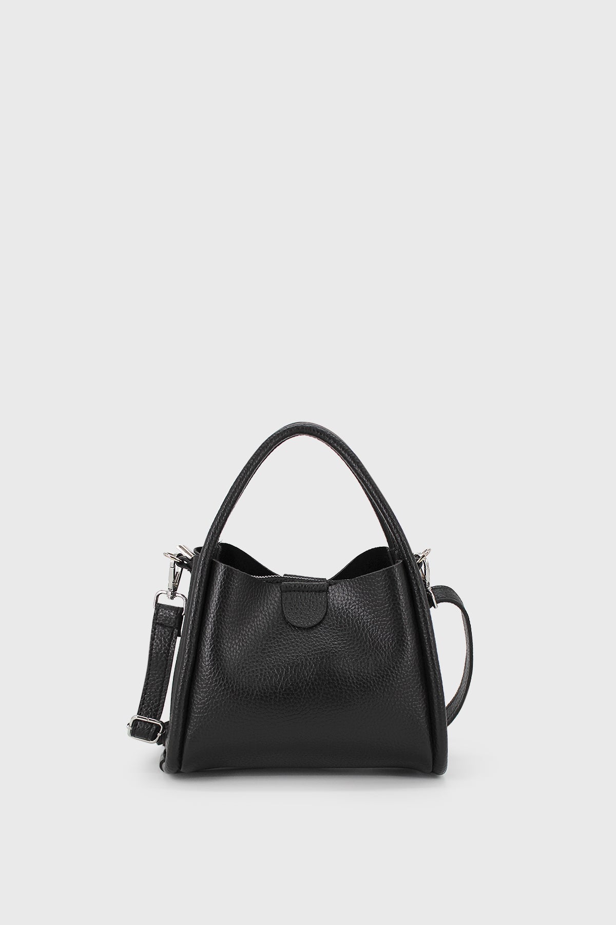 Lufie Black Three-Compartment Special Design Vegan Leather Hand and Shoulder Bag