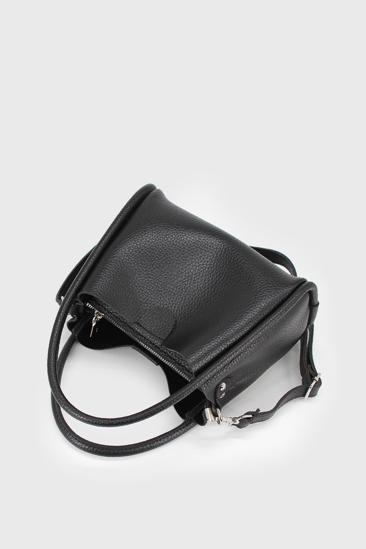 Lufie Black Three-Compartment Special Design Vegan Leather Hand and Shoulder Bag