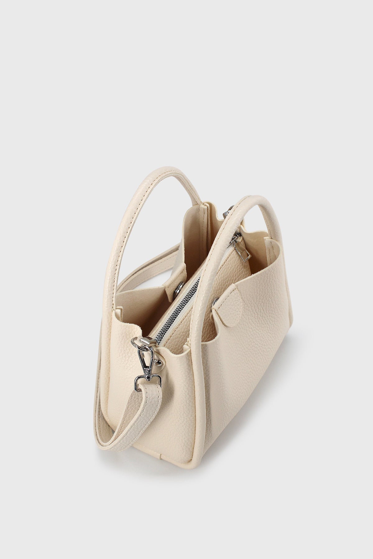 Lufie Black Three-Compartment Special Design Vegan Leather Hand and Shoulder Bag