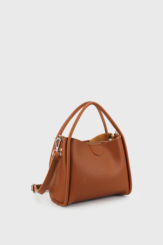 Lufie Black Three-Compartment Special Design Vegan Leather Hand and Shoulder Bag
