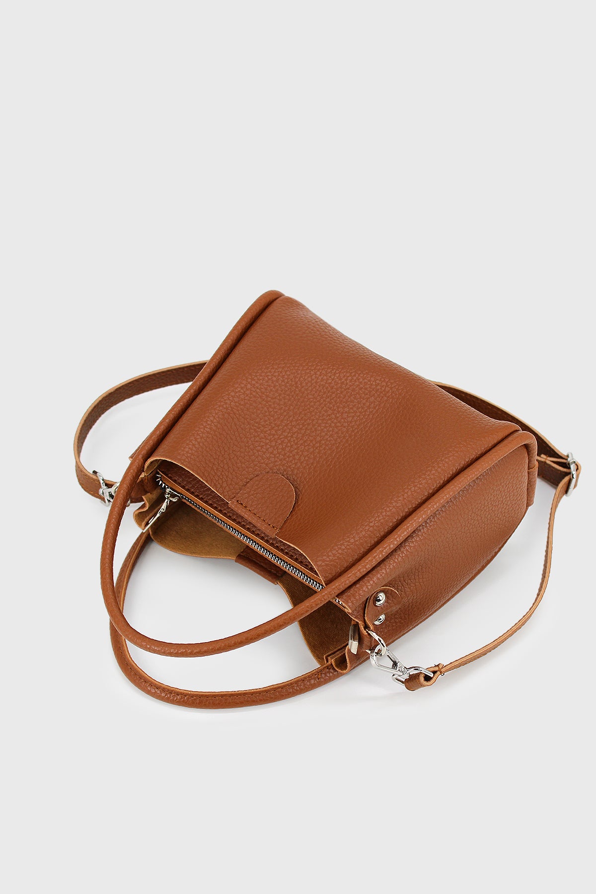Lufie Black Three-Compartment Special Design Vegan Leather Hand and Shoulder Bag