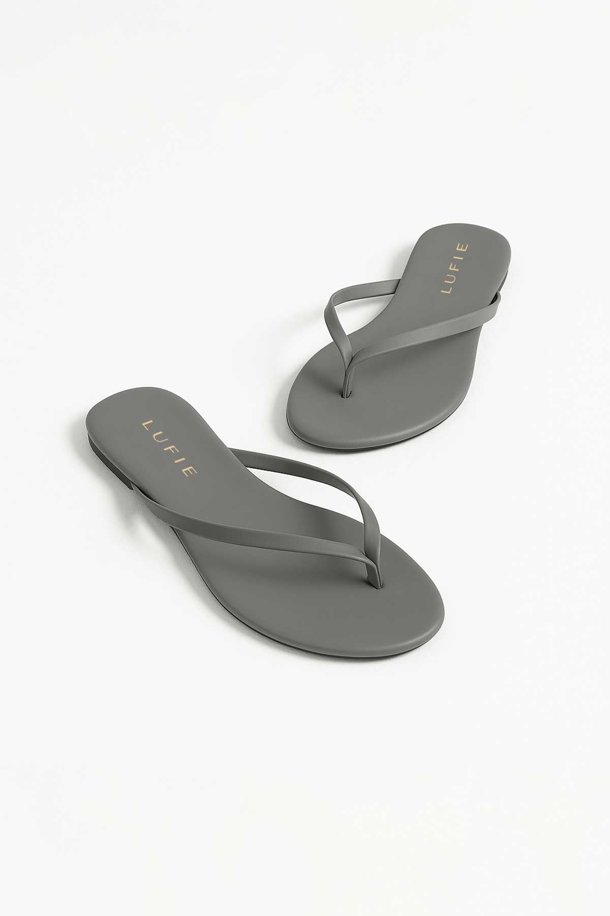 Lufie Gray Flat Flip Flop Sandal +Comfort