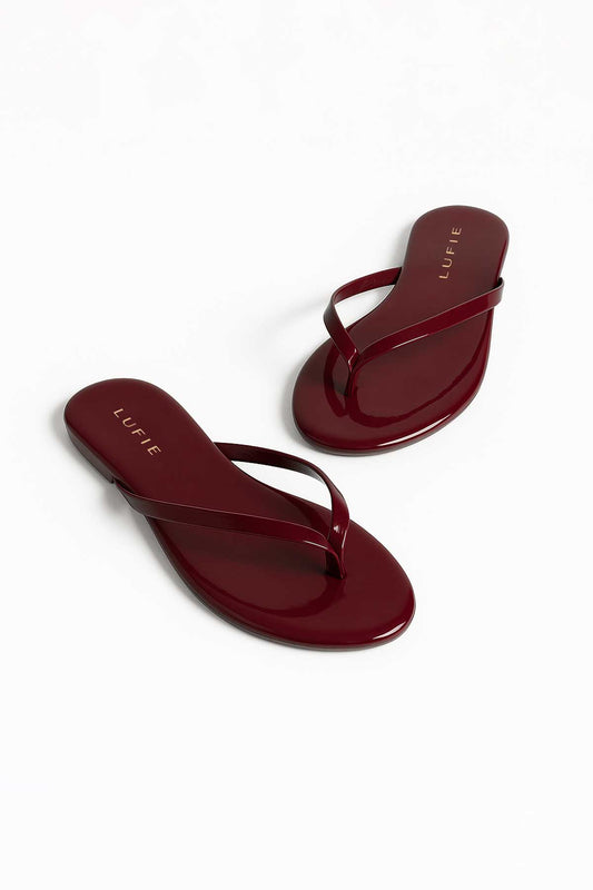 Lufie Essential Patent Flip Flop Burgundy Red Sandal +Comfort